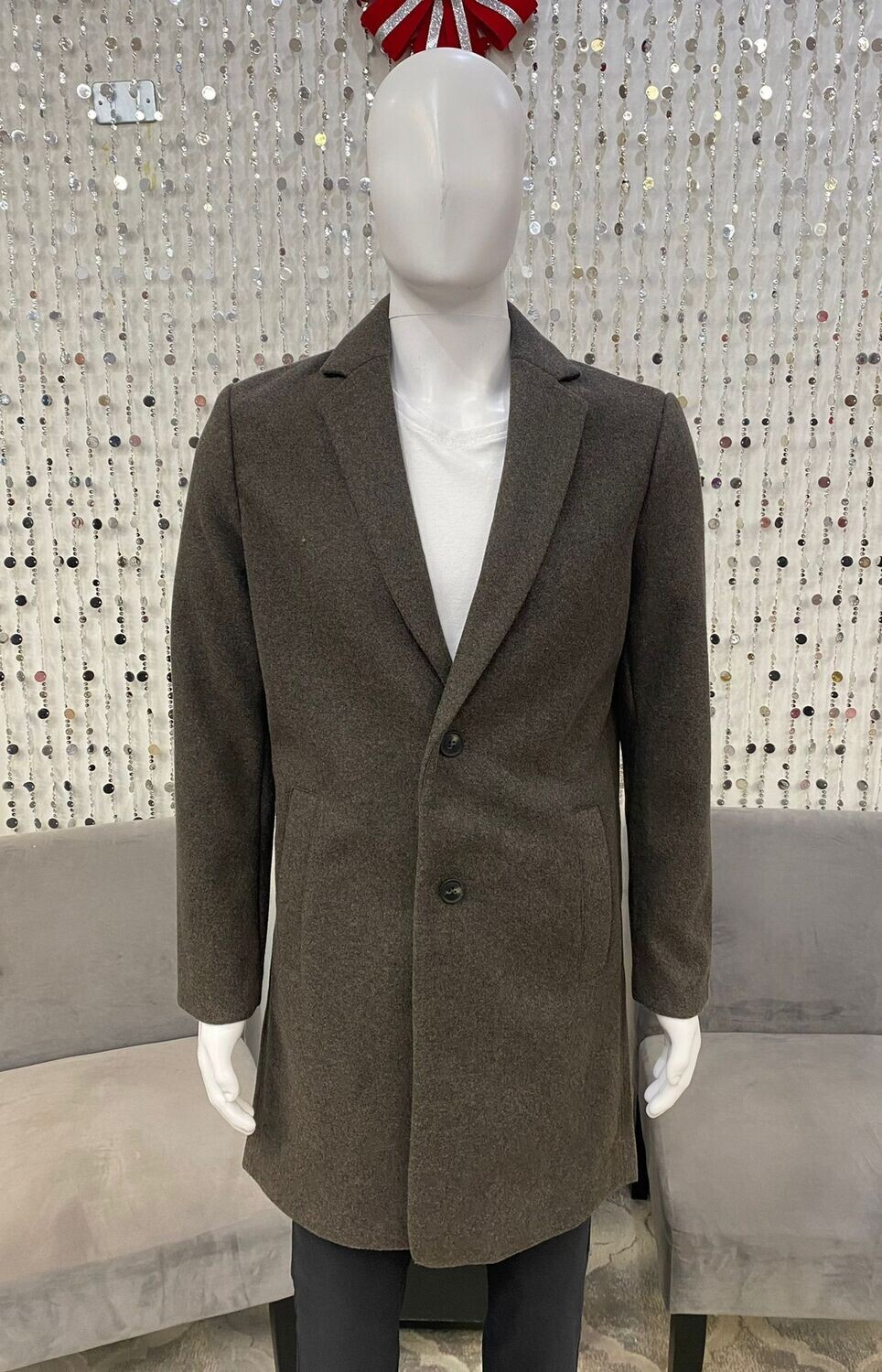 Hedge Mens Woven Coat-Bark