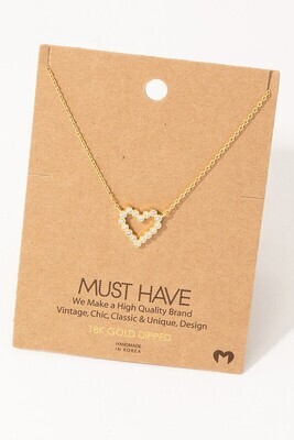 NN6840 Rhinestone Heart Pendant-Gold