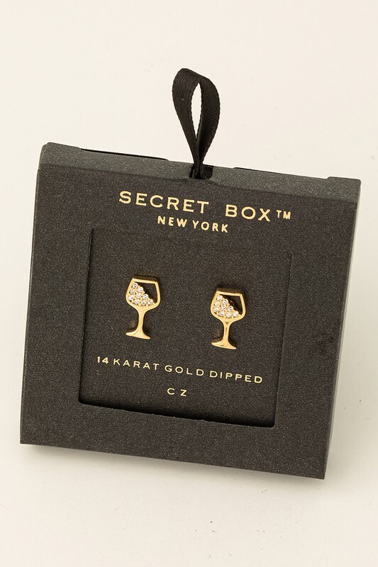 SB19529 Wine Glass Stud-Gold