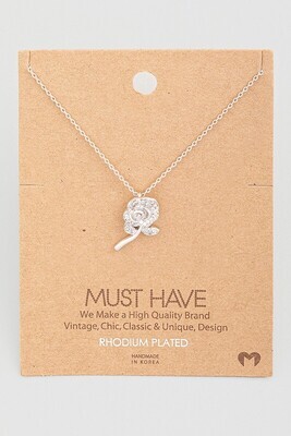 NN5481 Pave Rose Necklace-Silver