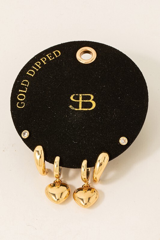 SB19933 Hoops &amp; Studs Earrings Set-Gold