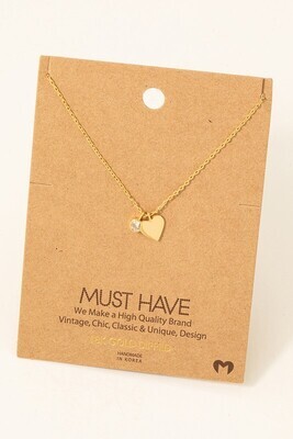 NN7733 Heart Stud Charm Necklace-Gold
