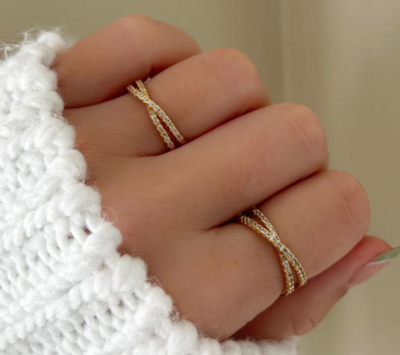 Pave Cross Ring-Gold