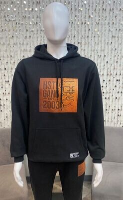HG2380103 Hooded Stamped Pullover-Black