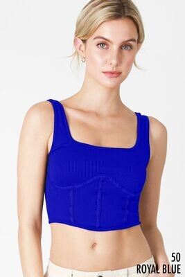 NS8221 Ribbed Square Neck Corset Top-Royal Blue