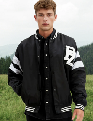7068255 Varsity Jacket Embroidered-Black