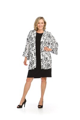 PT-16052 Floral Coverup-White/Grey