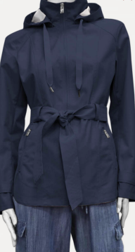 Belted Rain Jacket-Navy
