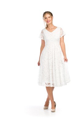PD-16582 Lace S/S Midi Dress-White