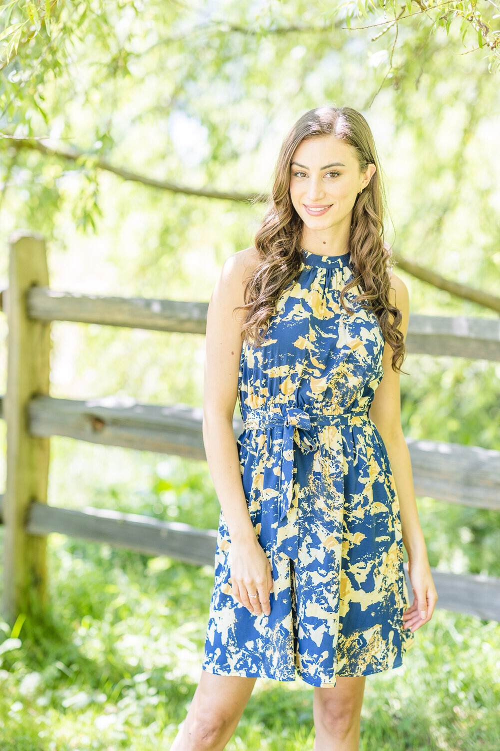 PD-16627 Halter Neck Dress-Navy Print