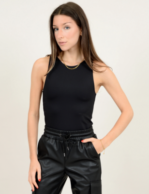 54T003S Roxanna Sleeveless Bodysuit-Black