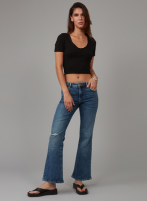 Bradly Mid Rise Flare Jeans-Dim Sky