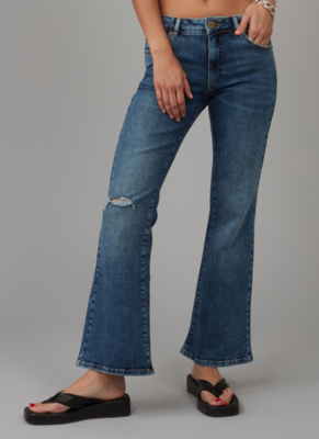 Bradly Mid Rise Flare Jeans-Dim Sky