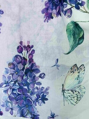 1123 Butterfly Floral Scarf-Purple