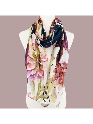 1144 Floral Scarf-Burgundy