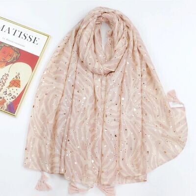 3511 Abstract Tassel Scarf-Pink