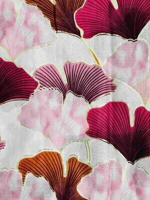 3512 Royal Foil Embellished Leaf Scarf-Red