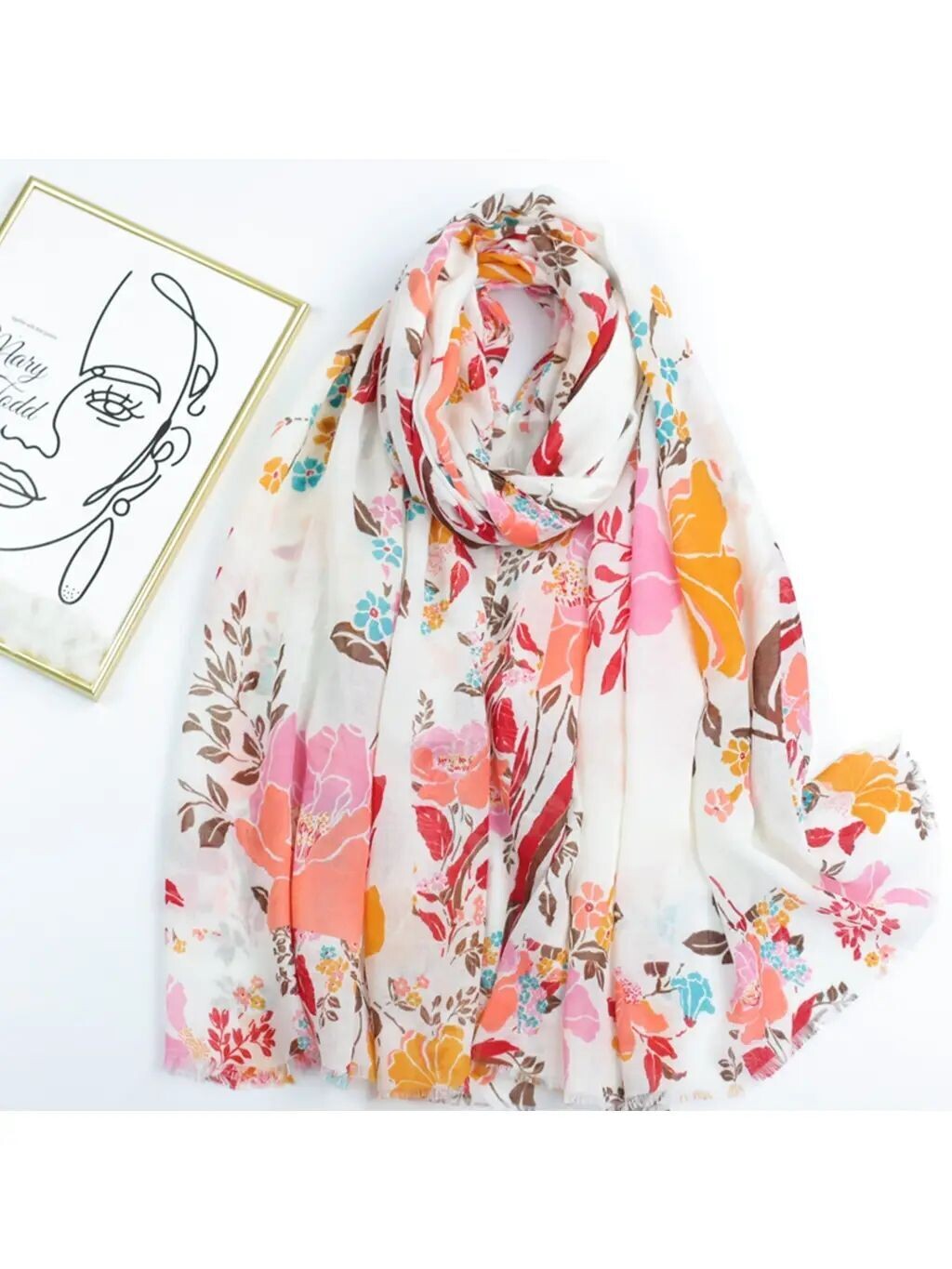 3513 Foil Floral Scarf-Multi