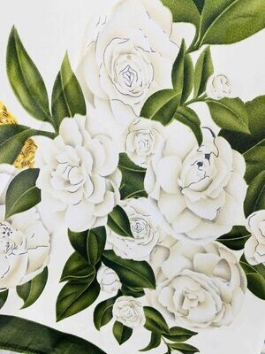 3331 Silk Floral Scarf-White/Green
