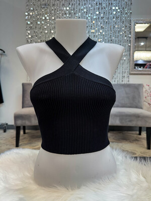 Criss Cross Tank Top-Black