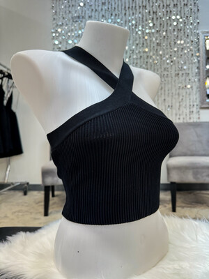 Criss Cross Tank Top-Black