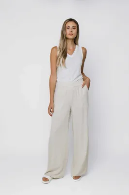 1253 Elly Wide Leg Pant-Sand