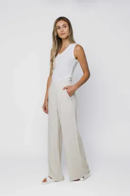 1253 Elly Wide Leg Pant-Sand