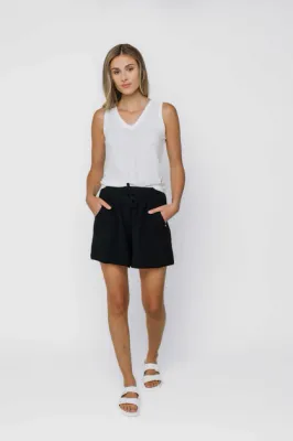 1252 Steph Easy Pull On Shorts-Black