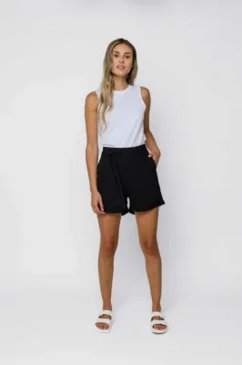 1254 Katelyn Rolled Cuff Shorts-Black