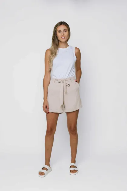 1254 Katelyn Rolled Cuff Shorts-Ecru