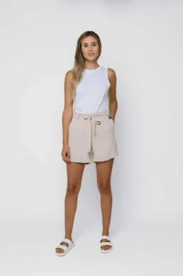 1254 Katelyn Rolled Cuff Shorts-Ecru