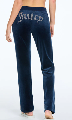 110010762 Solid Rib Waist Velour Pant-Regal Blue