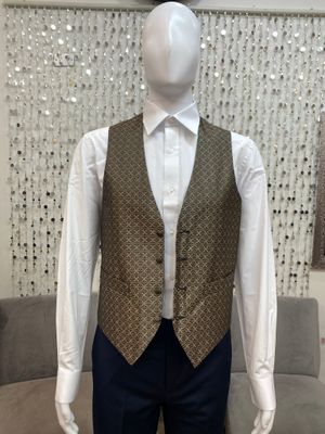 Paulo Sarto Men's Dress Vest-Gold/Black