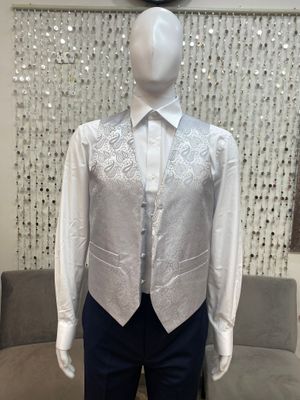 Paulo Sarto Men's Dress Vest-Grey Paisley
