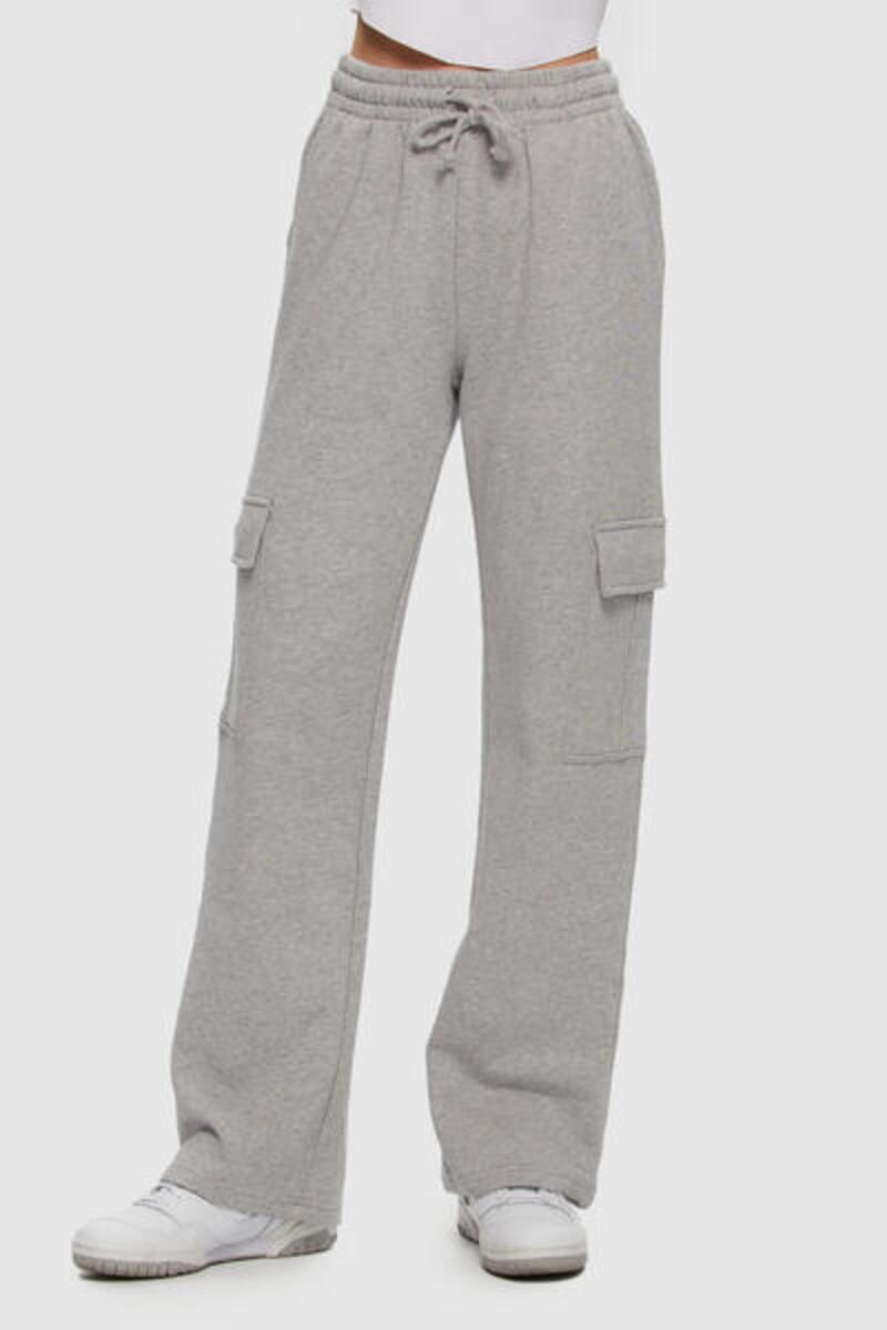 CWL826 Cargo Wide Leg Sweatpant-Heather Grey