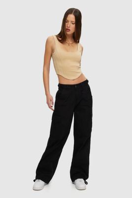 WCAR507 90s Wide Leg Cargo-Black