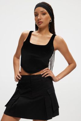 WKUL-BST102 Bustier Crop Tank-Black