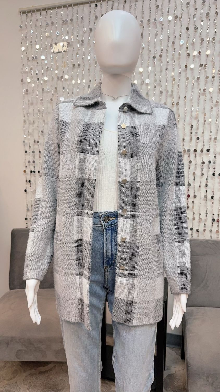 23279C Long Cardigan-Gray