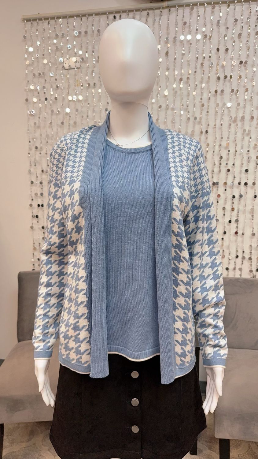 23344FT Twin Set-Sky Blue Houndstooth