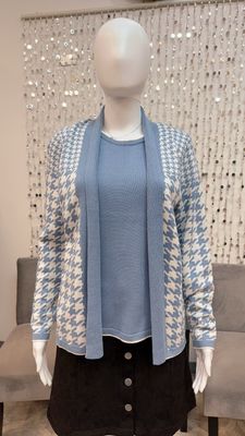 23344FT Twin Set-Sky Blue Houndstooth