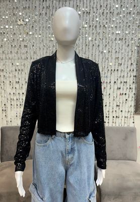 50067 Sequin Knit Cover Up-Black