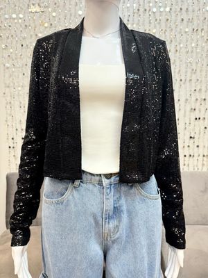 50067 Sequin Knit Cover Up-Black