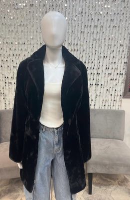7541 Woven Jacket Faux Fur-Black