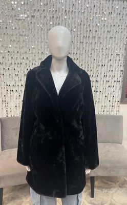 7541 Woven Jacket Faux Fur-Black
