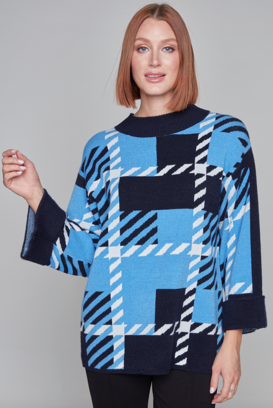 7562 Knit Sweater 3/4 Sleeve-Blue