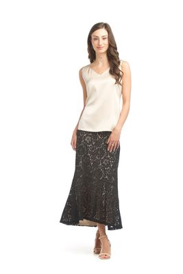PS-17907 Lace Skirt With Flare Hem-Black