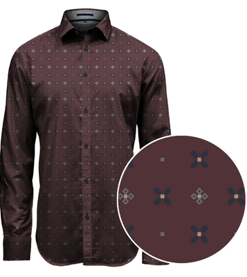 7364176 Abstract Poly Shirt-Bordo Mix