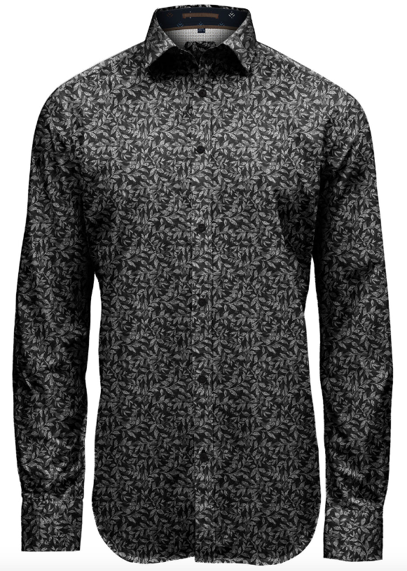 7364753 4-Way Stretch Leaf Print-Black
