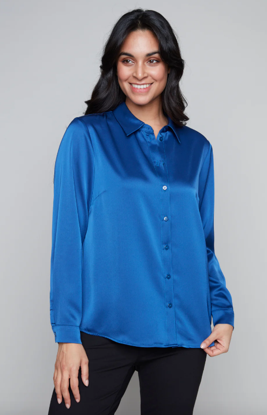 7622 Satin Shirt-Blue