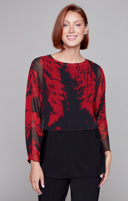 33725 2pc Woven Bouse-Red/Black